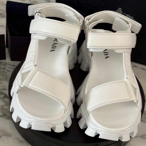 Prada 2x3077 Nappa Sport White Leather Men\'s Sandal, US 10.5 (UK-9.5)‎ main image 8